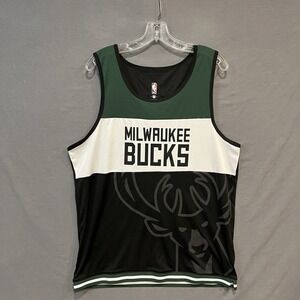 Milwaukee Bucks Jersey Men's XL Black Green White Deer Logo NBA Basketball